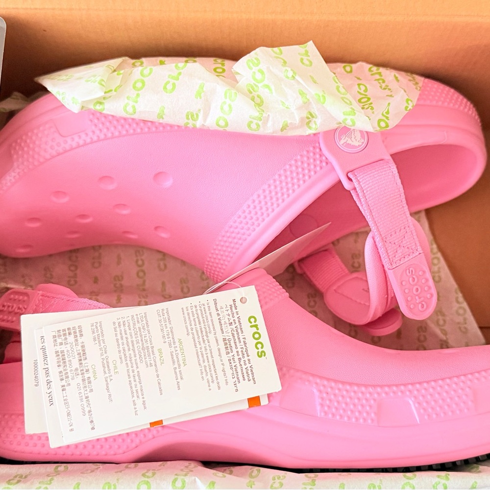 CROCS Women’s' Pink Classic Work Clog with Adjustable Backstrap